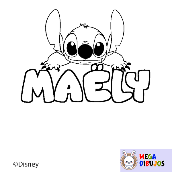 Coloraci&oacute;n del nombre MA&Euml;LY - decorado Stitch