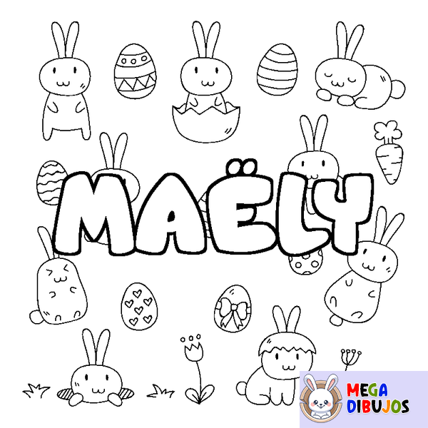 Coloraci&oacute;n del nombre MA&Euml;LY - decorado Pascua