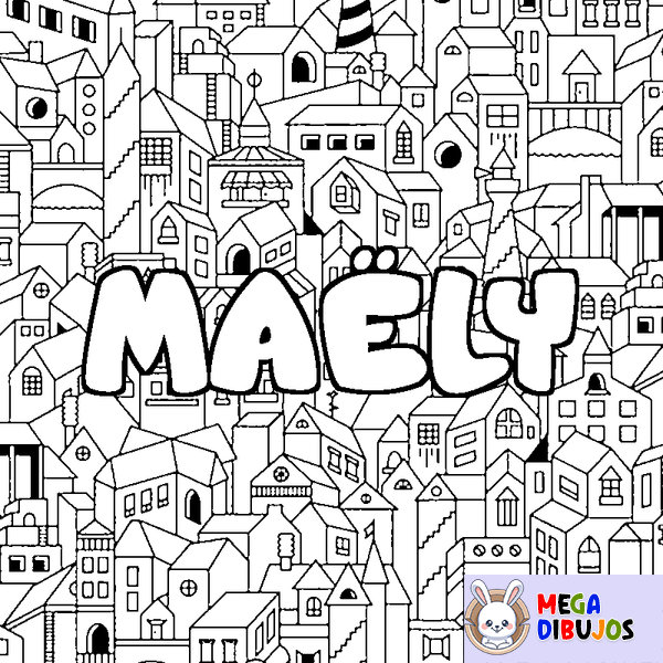 Coloraci&oacute;n del nombre MA&Euml;LY - decorado ciudad