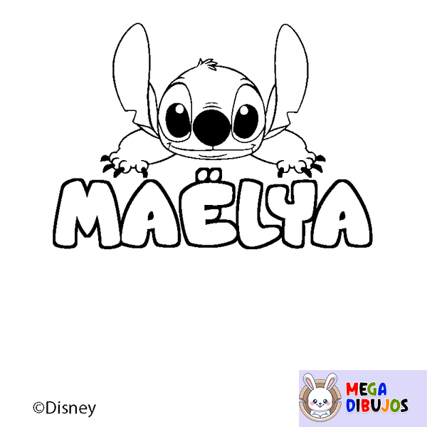 Coloraci&oacute;n del nombre MA&Euml;LYA - decorado Stitch