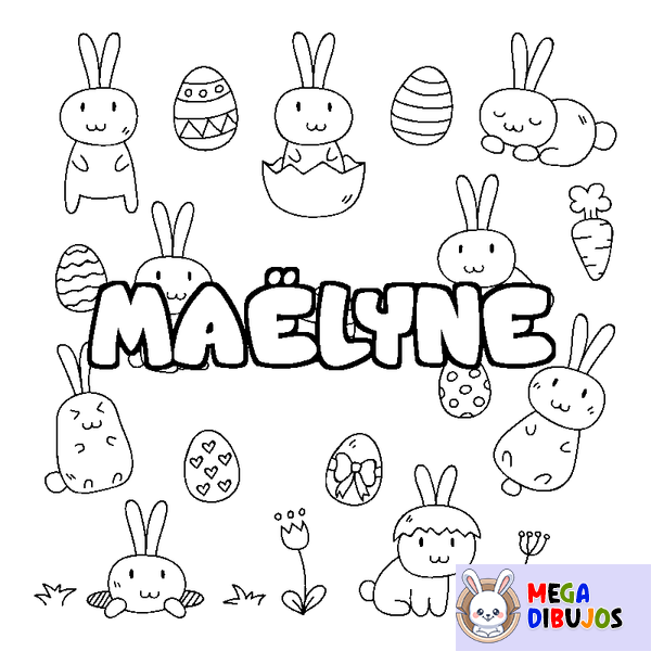 Coloraci&oacute;n del nombre MA&Euml;LYNE - decorado Pascua