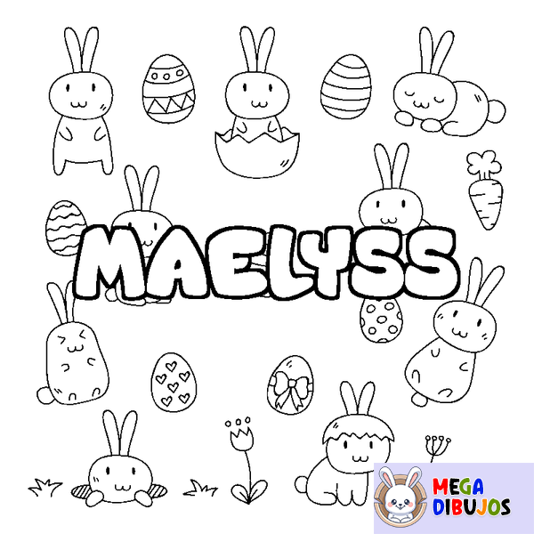 Coloraci&oacute;n del nombre MAELYSS - decorado Pascua
