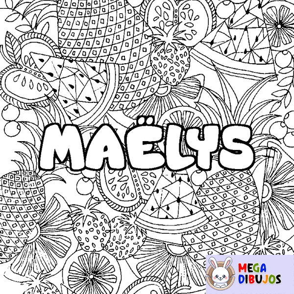 Coloraci&oacute;n del nombre MA&Euml;LYS - decorado mandala de frutas