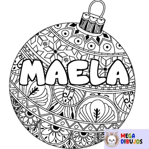 Coloraci&oacute;n del nombre MAELA - decorado bola de Navidad