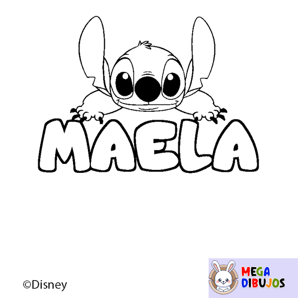 Coloraci&oacute;n del nombre MAELA - decorado Stitch