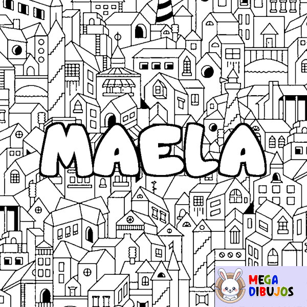 Coloraci&oacute;n del nombre MAELA - decorado ciudad