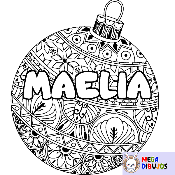 Coloraci&oacute;n del nombre MAELIA - decorado bola de Navidad