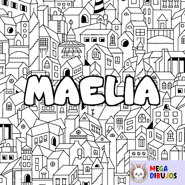Coloraci&oacute;n del nombre MAELIA - decorado ciudad