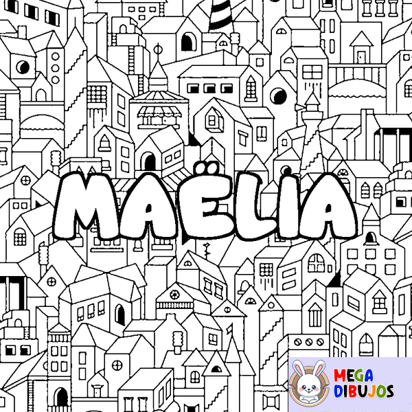 Coloraci&oacute;n del nombre MA&Euml;LIA - decorado ciudad
