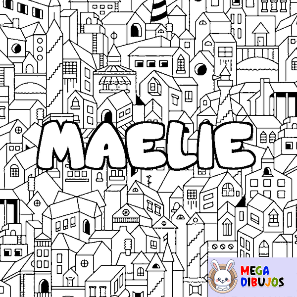Coloraci&oacute;n del nombre MAELIE - decorado ciudad