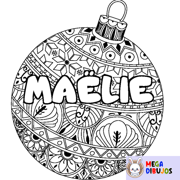 Coloraci&oacute;n del nombre MA&Euml;LIE - decorado bola de Navidad