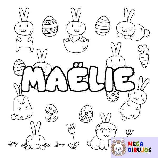 Coloraci&oacute;n del nombre MA&Euml;LIE - decorado Pascua