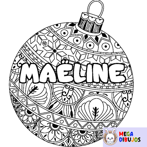 Coloraci&oacute;n del nombre MA&Euml;LINE - decorado bola de Navidad