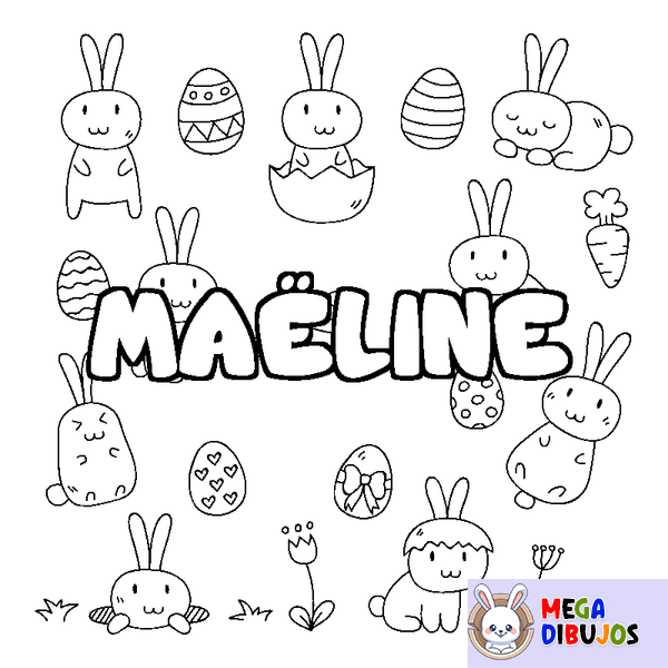 Coloraci&oacute;n del nombre MA&Euml;LINE - decorado Pascua