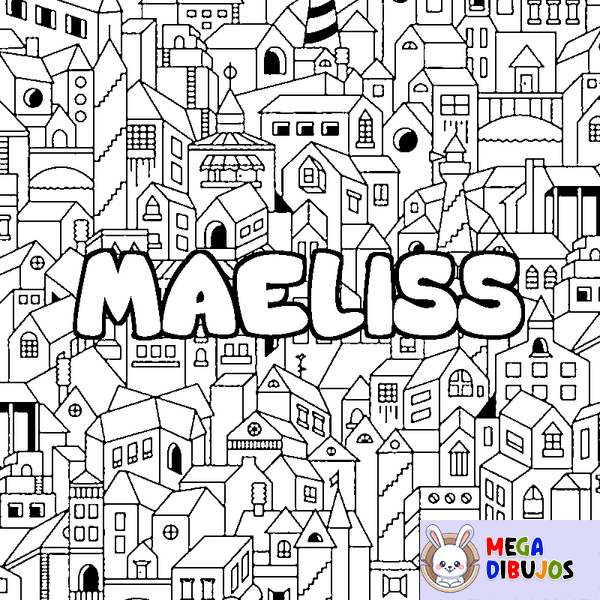 Coloraci&oacute;n del nombre MAELISS - decorado ciudad