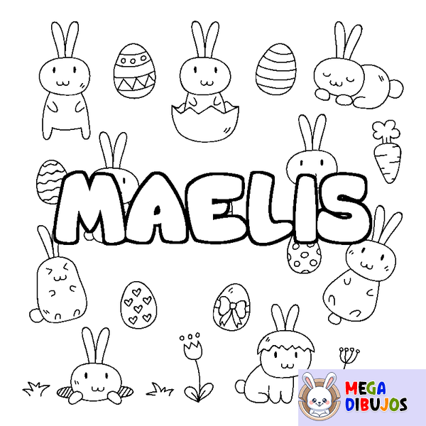 Coloraci&oacute;n del nombre MAELIS - decorado Pascua