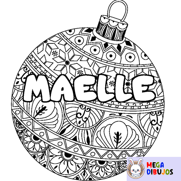 Coloraci&oacute;n del nombre MAELLE - decorado bola de Navidad