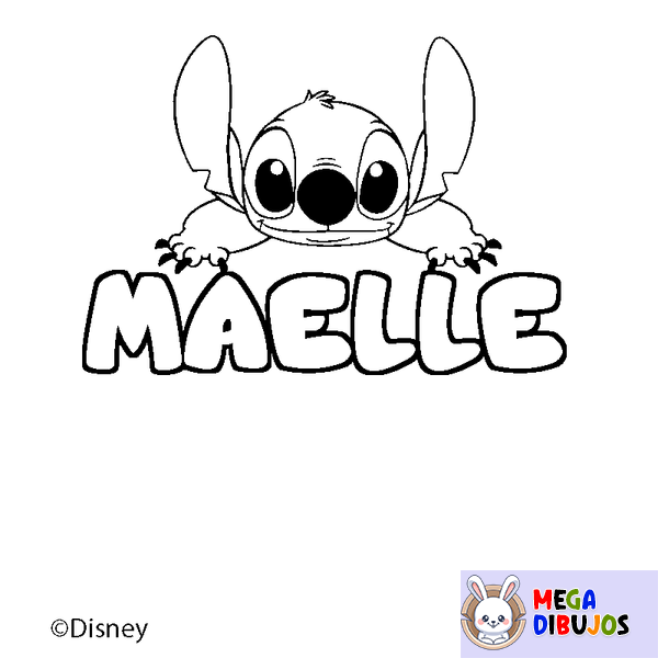 Coloraci&oacute;n del nombre MAELLE - decorado Stitch