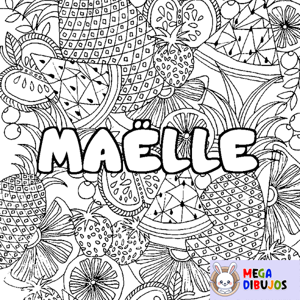 Coloraci&oacute;n del nombre MA&Euml;LLE - decorado mandala de frutas