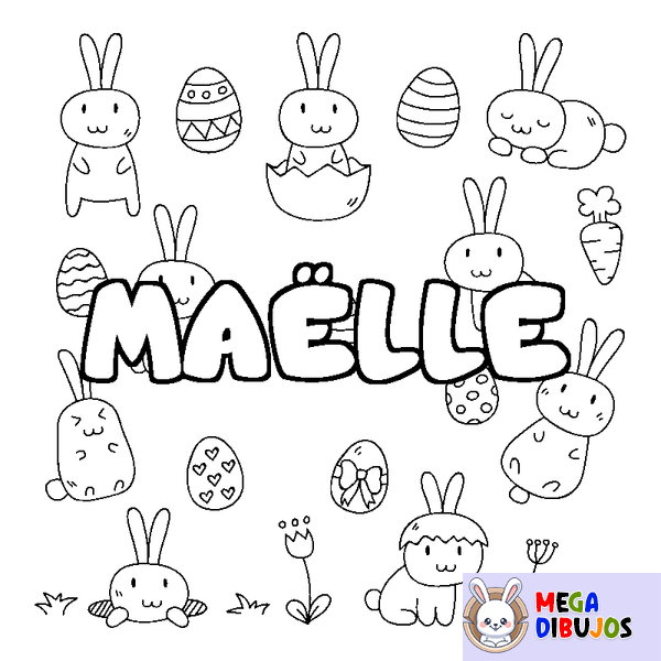 Coloraci&oacute;n del nombre MA&Euml;LLE - decorado Pascua