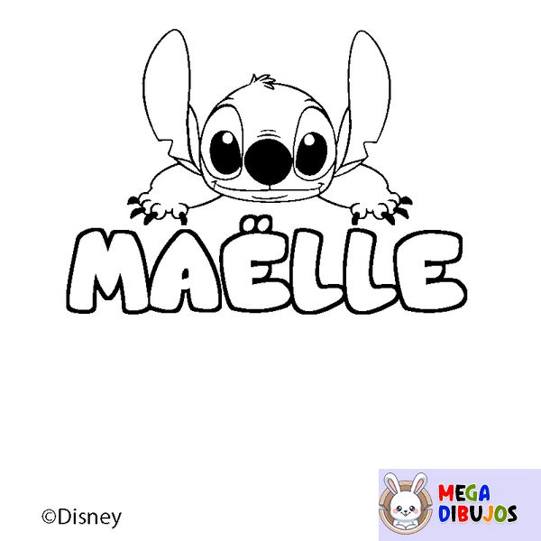 Coloraci&oacute;n del nombre MA&Euml;LLE - decorado Stitch