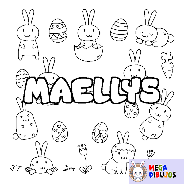 Coloraci&oacute;n del nombre MAELLYS - decorado Pascua