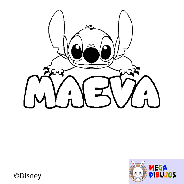 Coloraci&oacute;n del nombre MAEVA - decorado Stitch