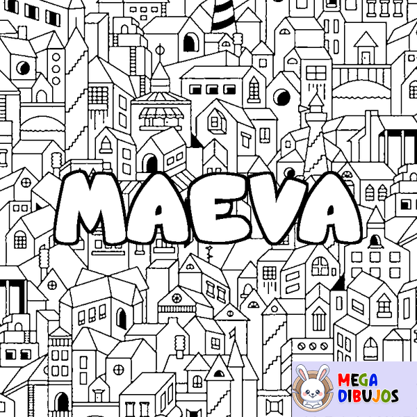 Coloraci&oacute;n del nombre MAEVA - decorado ciudad