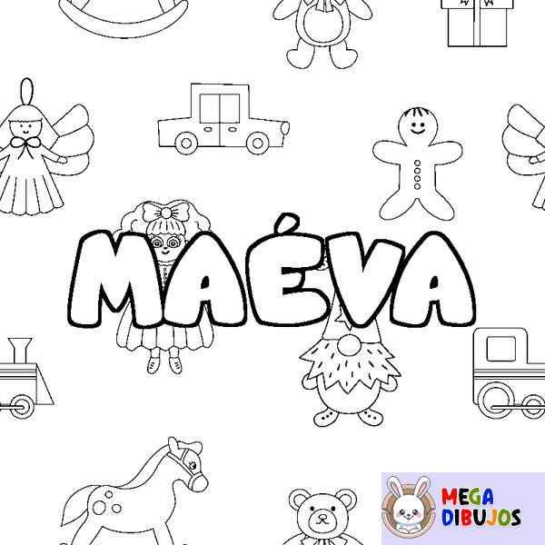 Coloraci&oacute;n del nombre MA&Eacute;VA - decorado juguetes
