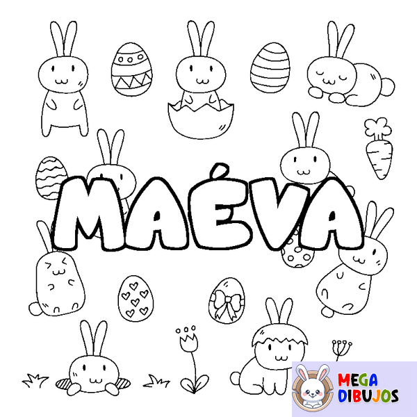 Coloraci&oacute;n del nombre MA&Eacute;VA - decorado Pascua