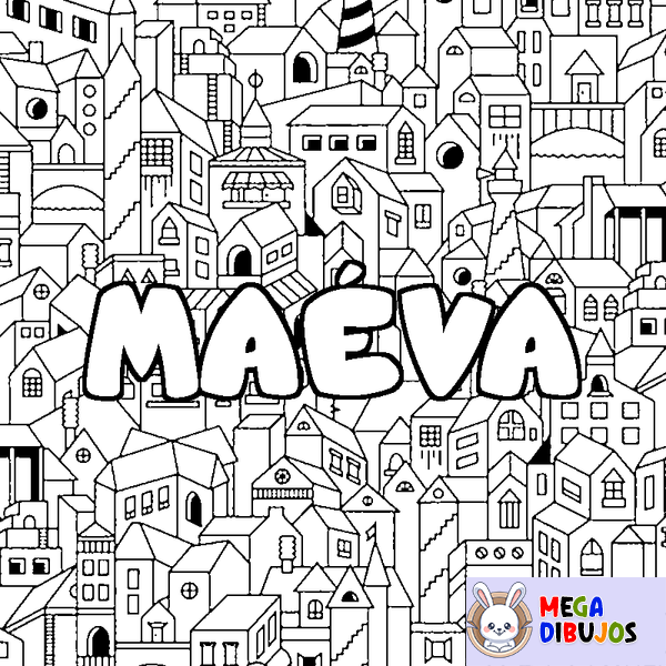 Coloraci&oacute;n del nombre MA&Eacute;VA - decorado ciudad