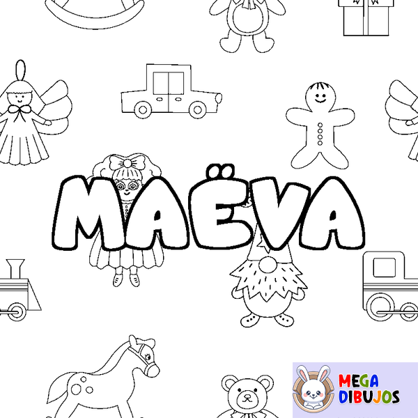 Coloraci&oacute;n del nombre MA&Euml;VA - decorado juguetes
