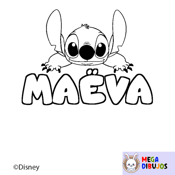 Coloraci&oacute;n del nombre MA&Euml;VA - decorado Stitch