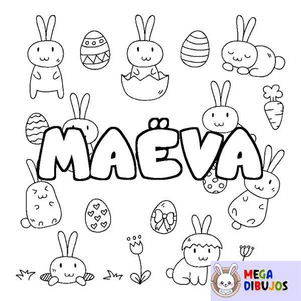 Coloraci&oacute;n del nombre MA&Euml;VA - decorado Pascua