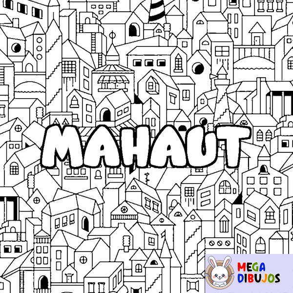 Coloraci&oacute;n del nombre MAHAUT - decorado ciudad