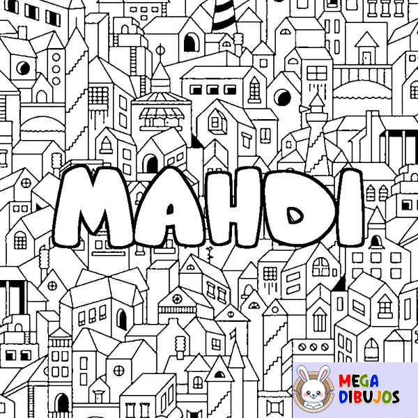 Coloraci&oacute;n del nombre MAHDI - decorado ciudad