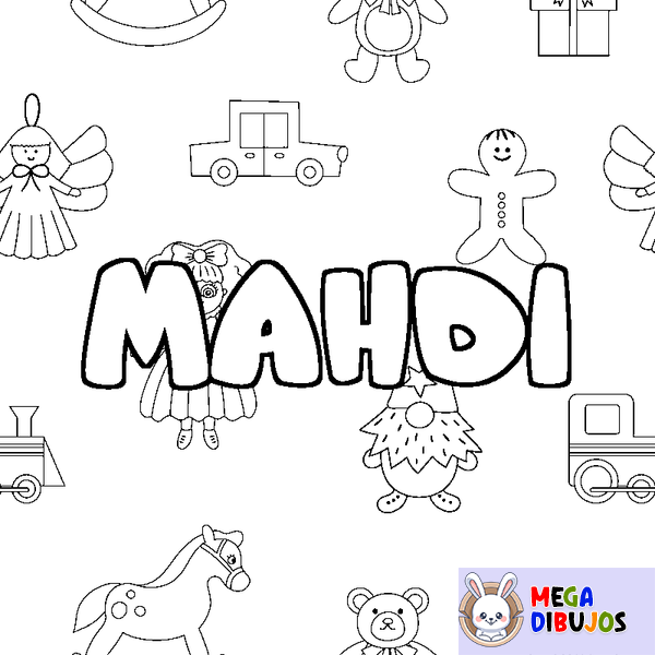 Coloraci&oacute;n del nombre MAHDI - decorado juguetes