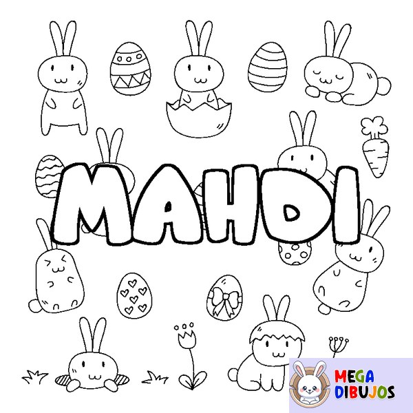 Coloraci&oacute;n del nombre MAHDI - decorado Pascua