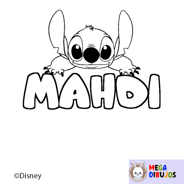 Coloraci&oacute;n del nombre MAHDI - decorado Stitch