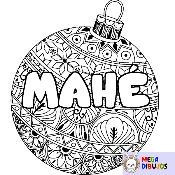 Coloraci&oacute;n del nombre MAH&Eacute; - decorado bola de Navidad