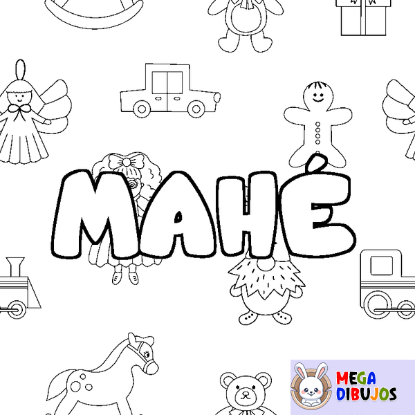 Coloraci&oacute;n del nombre MAH&Eacute; - decorado juguetes