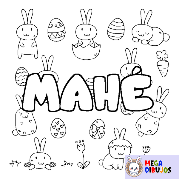 Coloraci&oacute;n del nombre MAH&Eacute; - decorado Pascua