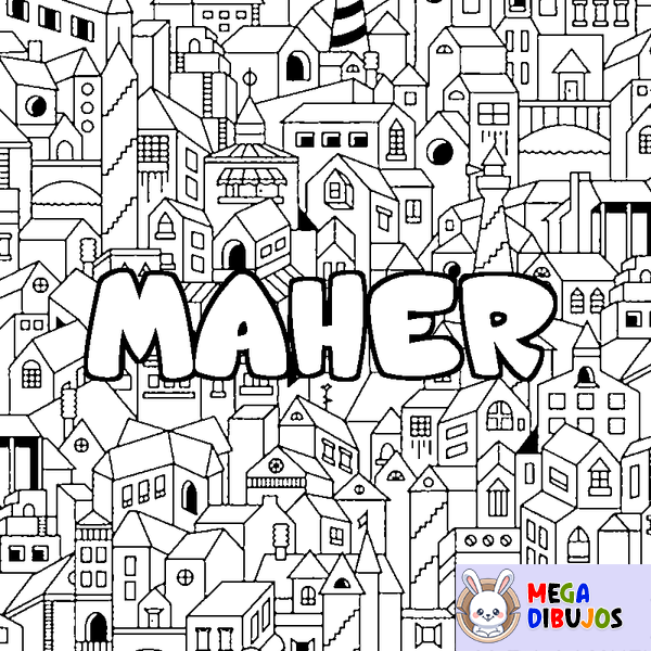 Coloraci&oacute;n del nombre MAHER - decorado ciudad