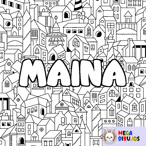 Coloraci&oacute;n del nombre MAINA - decorado ciudad