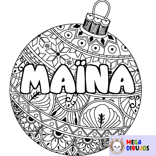 Coloraci&oacute;n del nombre MA&Iuml;NA - decorado bola de Navidad