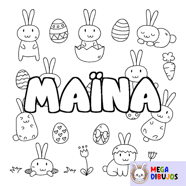 Coloraci&oacute;n del nombre MA&Iuml;NA - decorado Pascua