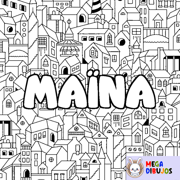 Coloraci&oacute;n del nombre MA&Iuml;NA - decorado ciudad