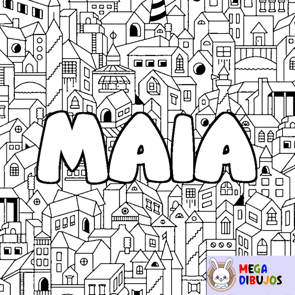 Coloraci&oacute;n del nombre MAIA - decorado ciudad