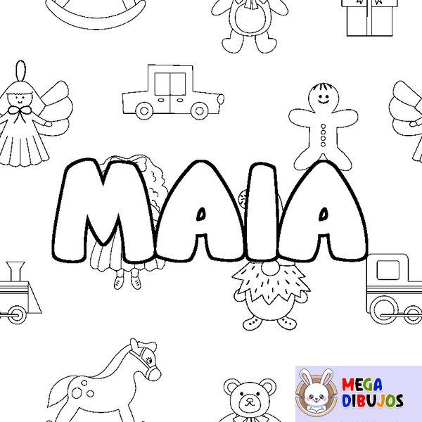 Coloraci&oacute;n del nombre MAIA - decorado juguetes
