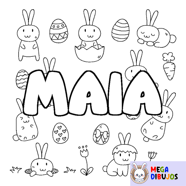 Coloraci&oacute;n del nombre MAIA - decorado Pascua